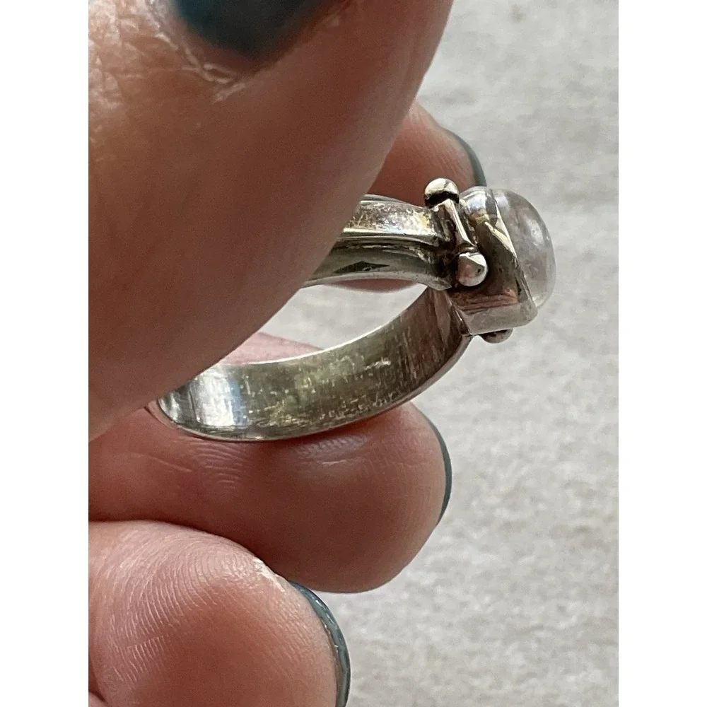 Vintage 925 Sterling Silver Moonstone Ring Size 8 Estate Jewelry